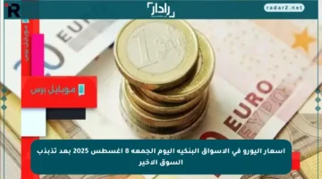 أسعار اليورو في الأسواق البنكية اليوم الجمعة 8 أغسطس 2025 بعد تذبذب السوق الأخير